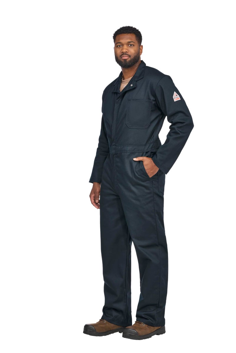 Bulwark FR mens Flame Resistant 9 Oz Twill Cotton Classic With Hemmed Sleeves overalls and coveralls workwear apparel, Navy, 54 Long US - Image 5